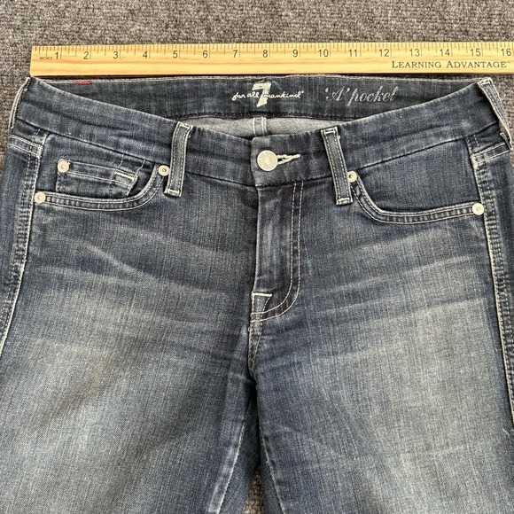 7 For All Mankind Jeans Women 27 Fits 30x33 Blue A Pocket Bootcut Denim Made USA - Picture 8 of 11